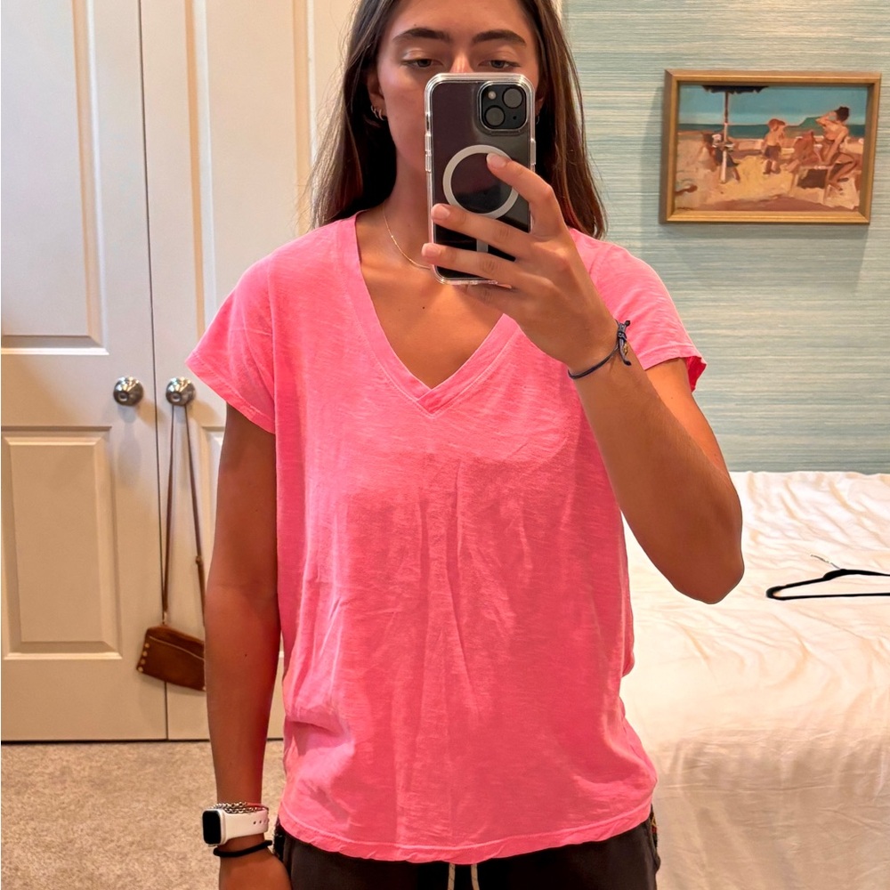 Velvet by graham and Spencer pink v-neck top
